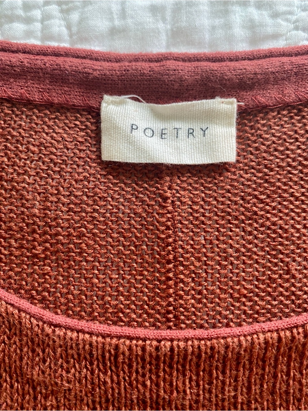 Poetry Sleeveless Delave Linen Knit top Vest Brown Chili size 10 EUC - Picture 9 of 16